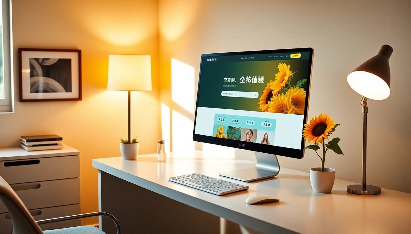 Engaging workspace showcasing the 向日葵官网 website on a sleek computer screen.