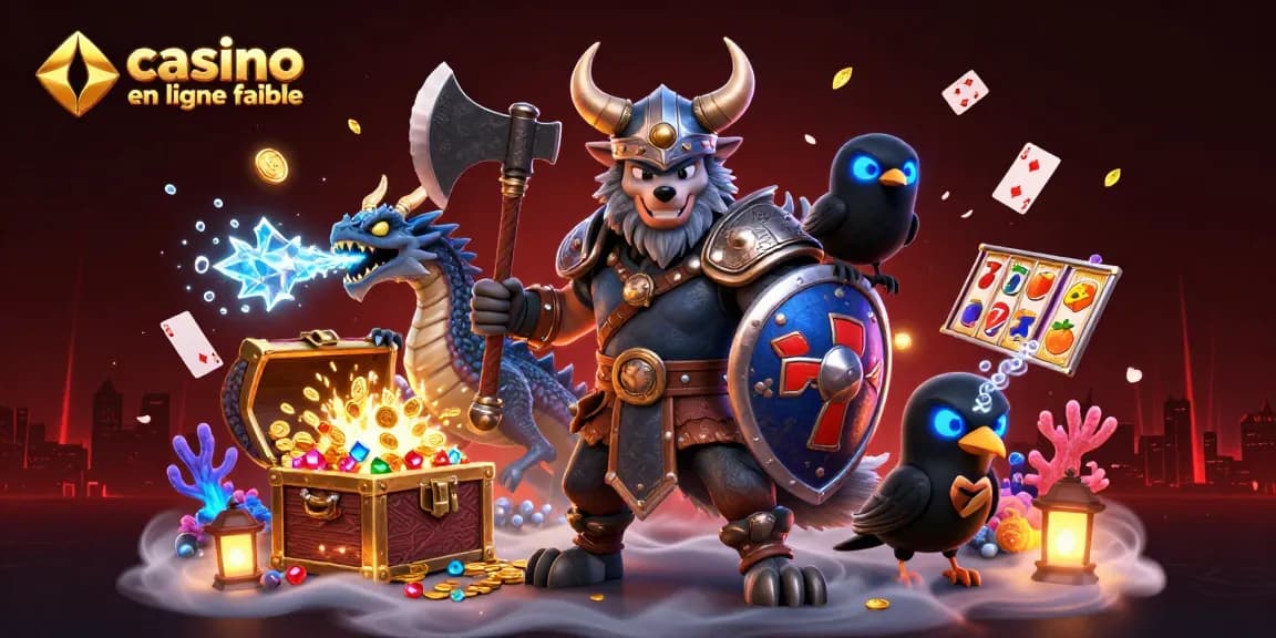 Jouez sur un casino en ligne fiable avec cette illustration dynamique mettant en scène des éléments de jeu captivants.
