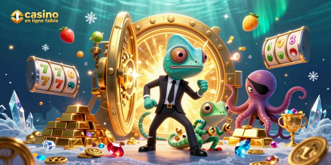 Gagnez en jouant au casino en ligne fiable avec une illustration dynamique des personnages de jeu.