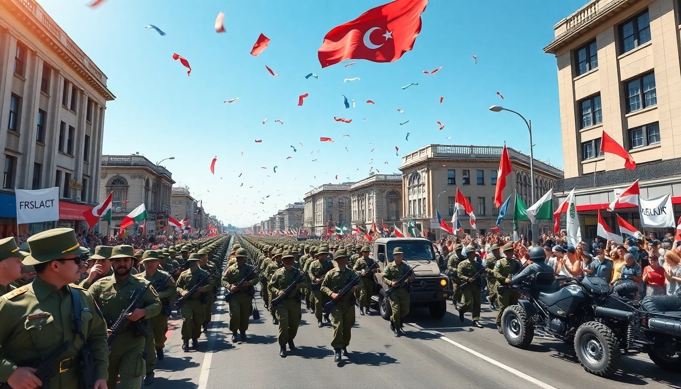 Celebrate the military parade atmosphere at https://news-parade.com.ua with vibrant scenes of soldiers and crowds.