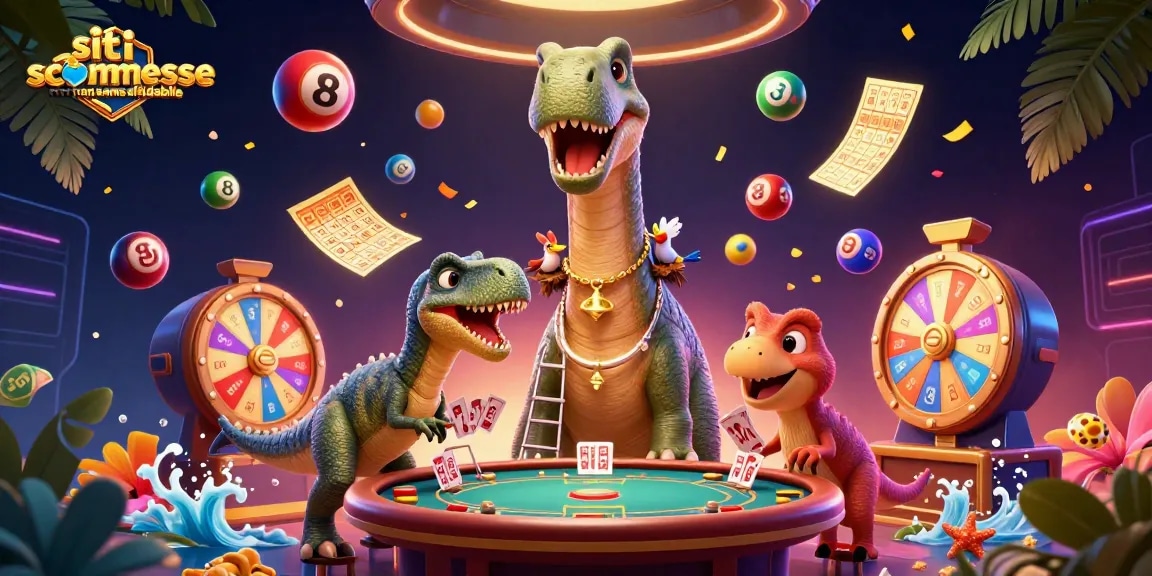 Scopri i migliori siti scommesse non AAMS affidabili con un'illustrazione vivace di un'eruzione di premi e gioco