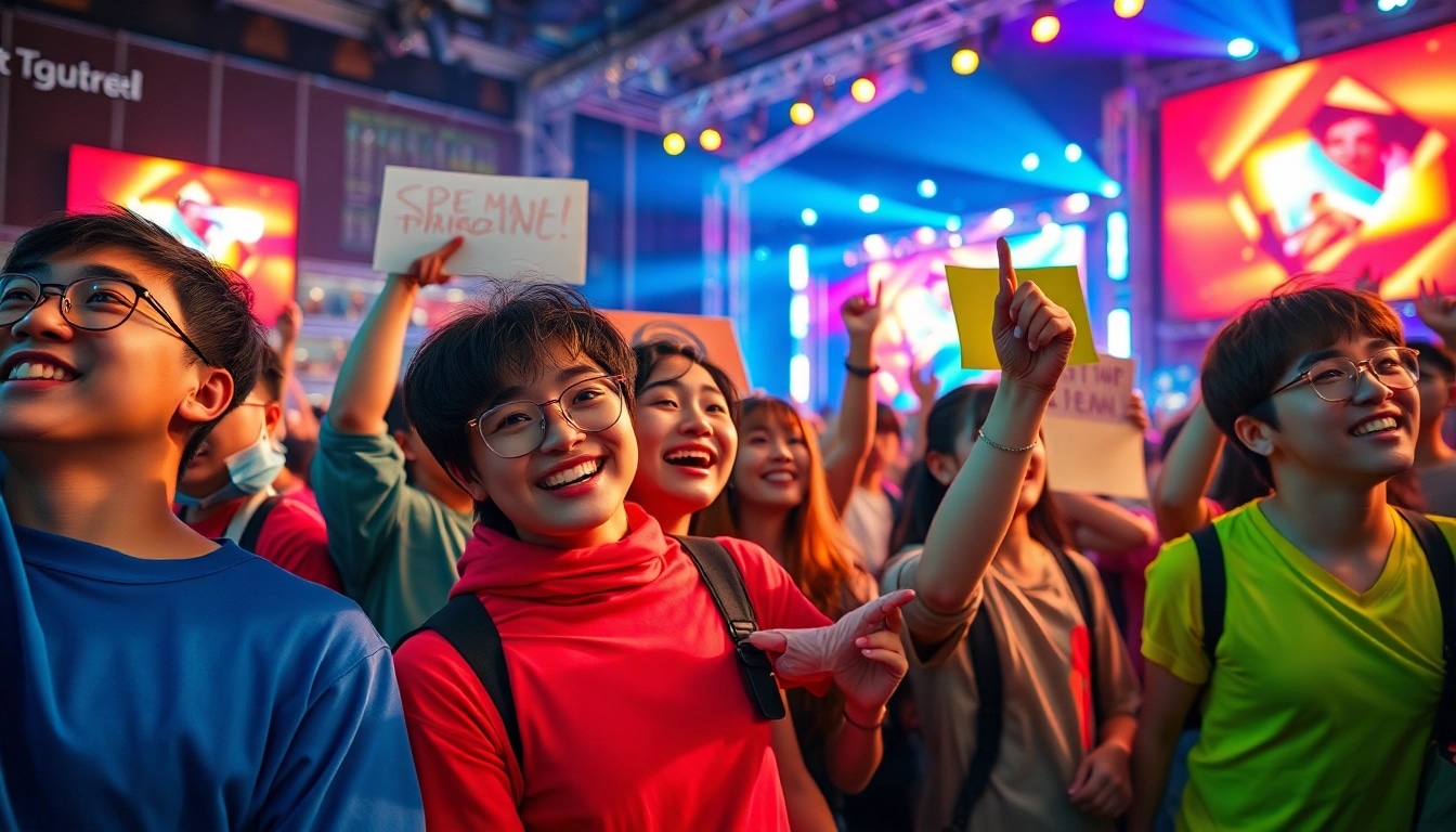 K-pop fans expressing joy at a concert, highlighting https://www.kpopangel.com's vibrant community spirit.