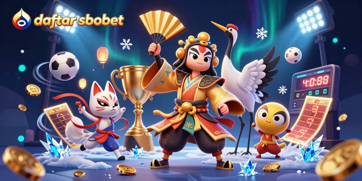 Engage with daftar sbobet and experience the thrill of sports betting with a festive 3D illustration.