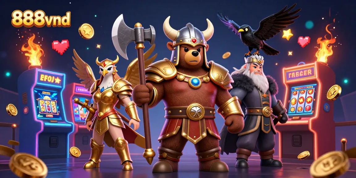 Play epic games at 888vnd with vibrant 3D characters and colorful casino elements in action.