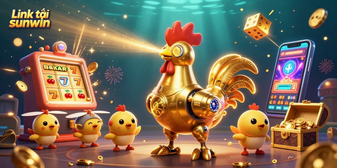 Engage with exhilarating games using Link tải sunwin, featuring a vibrant 3D casino scene.