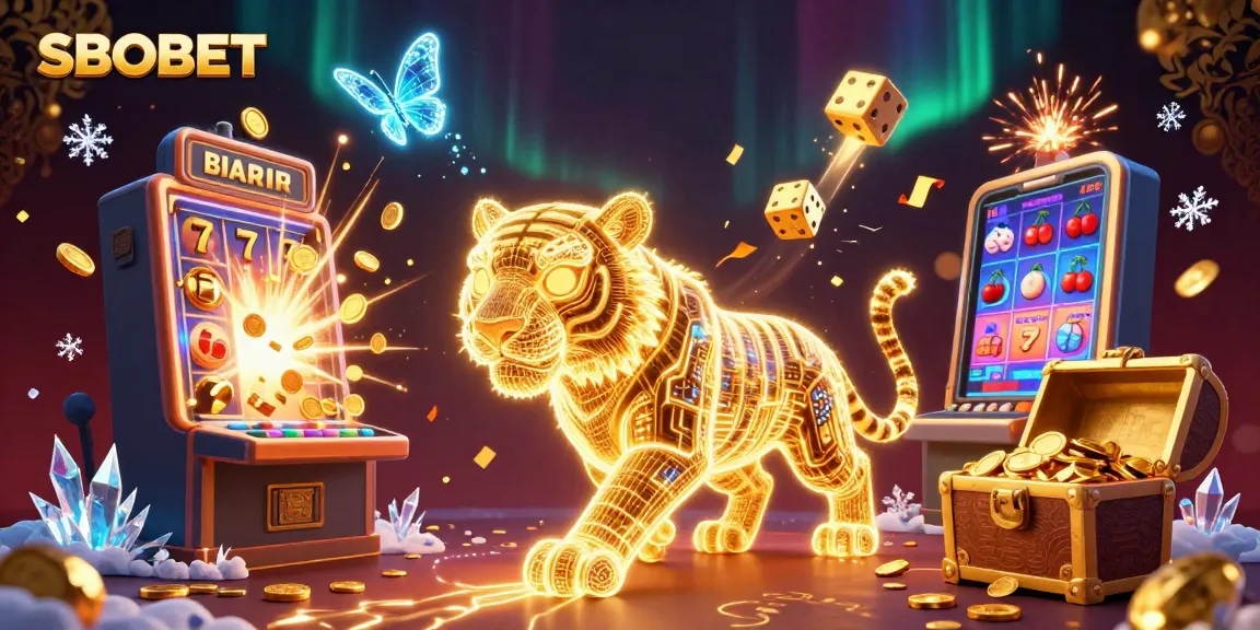 SBOBET players enjoying an immersive casino experience with vibrant neon characters and jackpot wins.