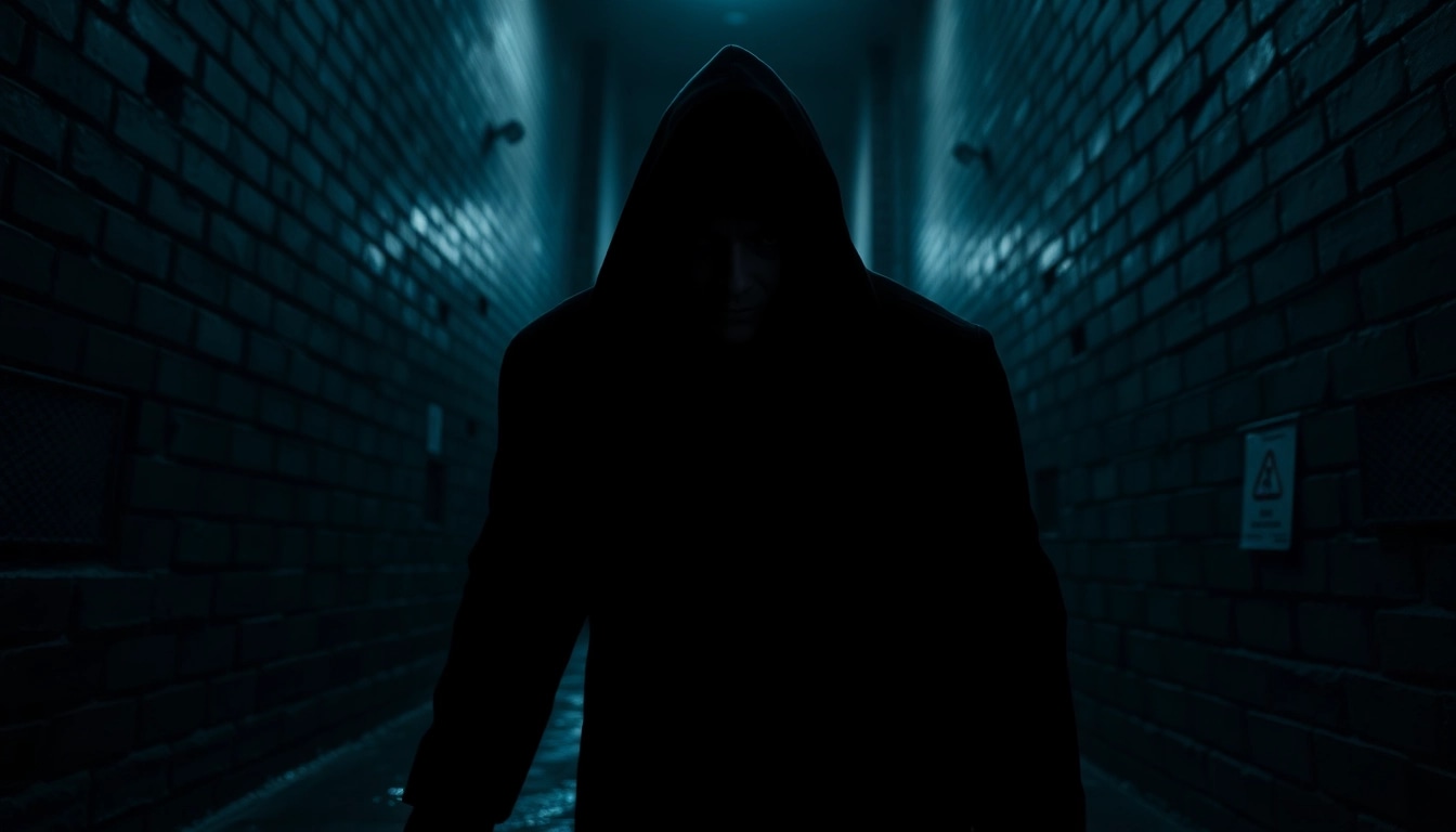 Mysterious character in an eerie setting embodying the essence of Thriller.