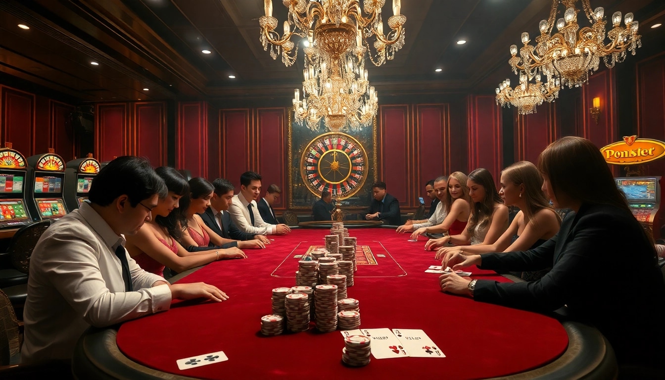 Engaged players strategizing at a poker table while chips and cards are in play, highlighting vn168.