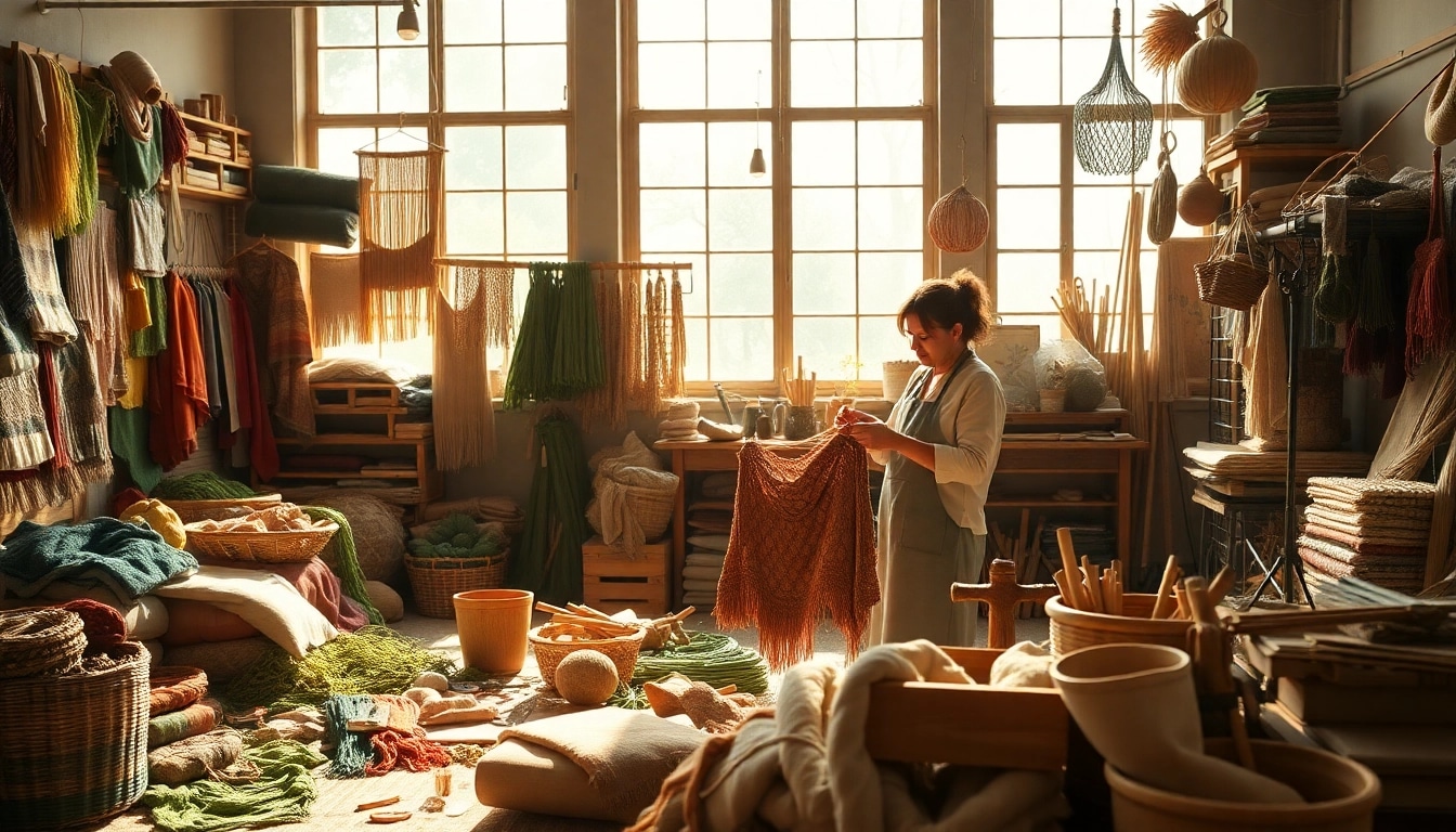 Crafting natural fabrics at Raw Ecoproject's serene workshop.
