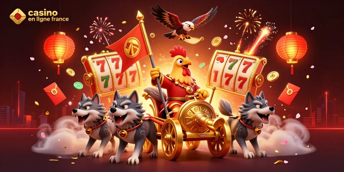 Jouez sur un casino en ligne France avec des héros guerriers et des éléments de chance.