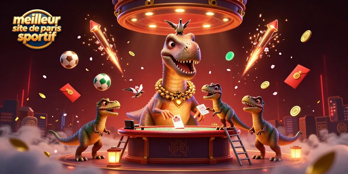 Meilleur site de paris sportifs avec une illustration animée de jeux de paris sportifs dans un casino coloré.