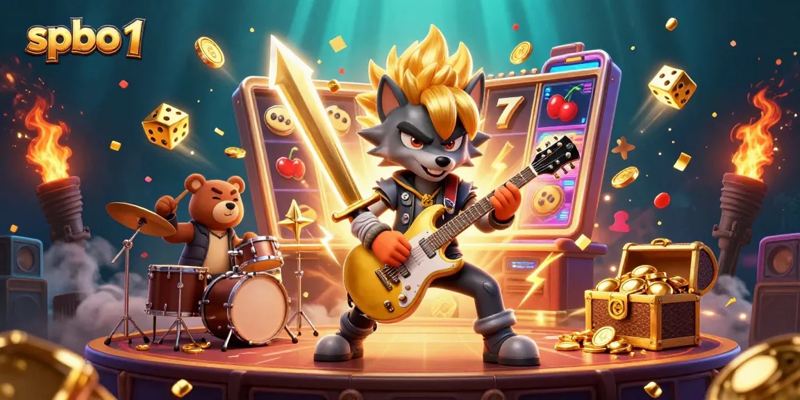 Engage with the dynamic casino scene featuring spbo 1, showcasing energetic characters amid jackpot excitement.