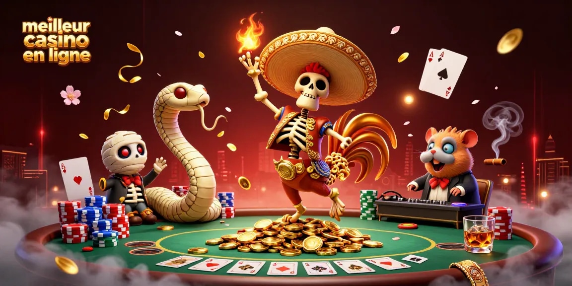 Faites un tour aperçu du meilleur casino en ligne avec des personnages dynamiques et des éléments de poker.