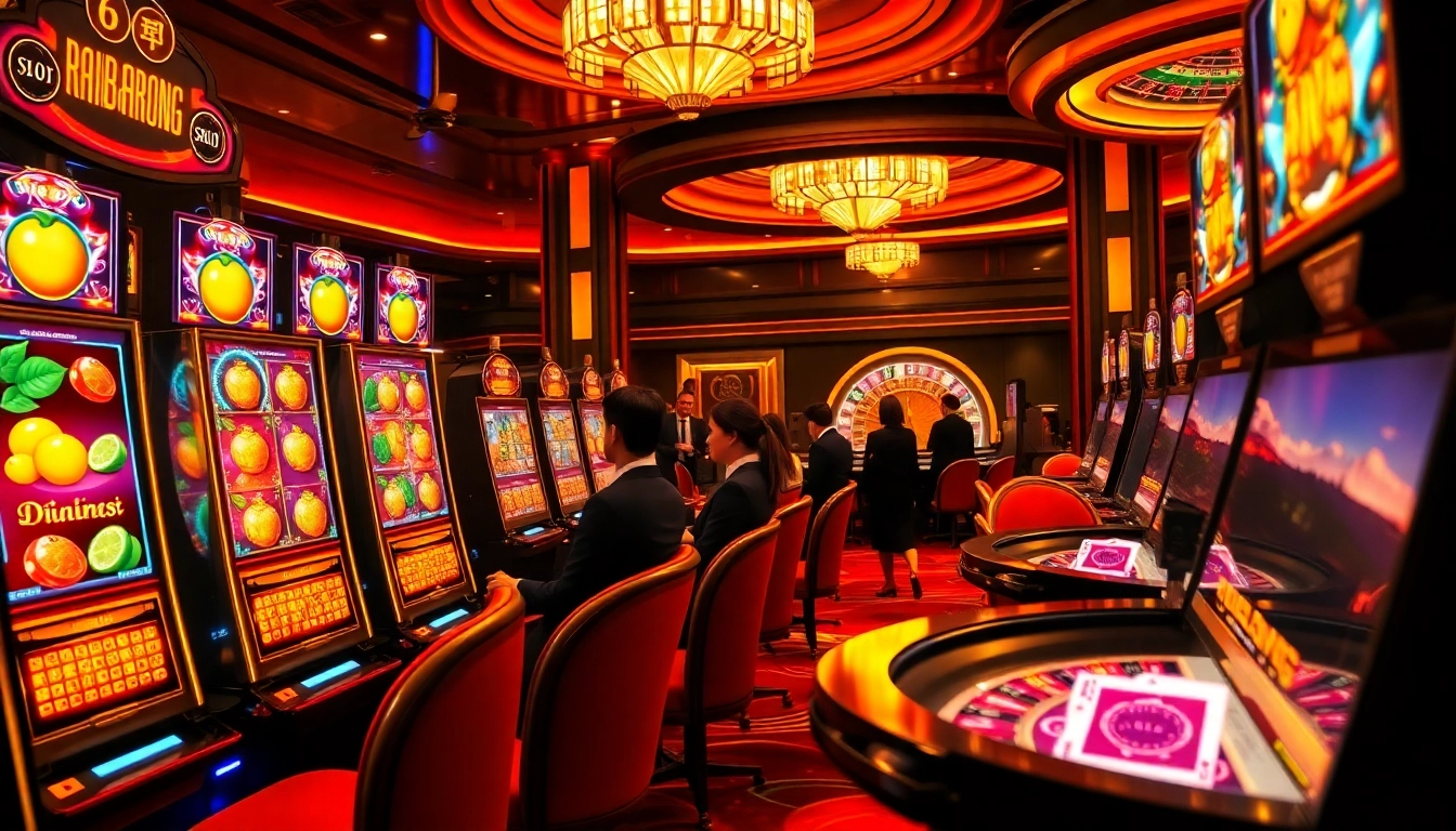 RAJABARONG slot machine excitement with vibrant gameplay, colorful symbols, and engaged players.