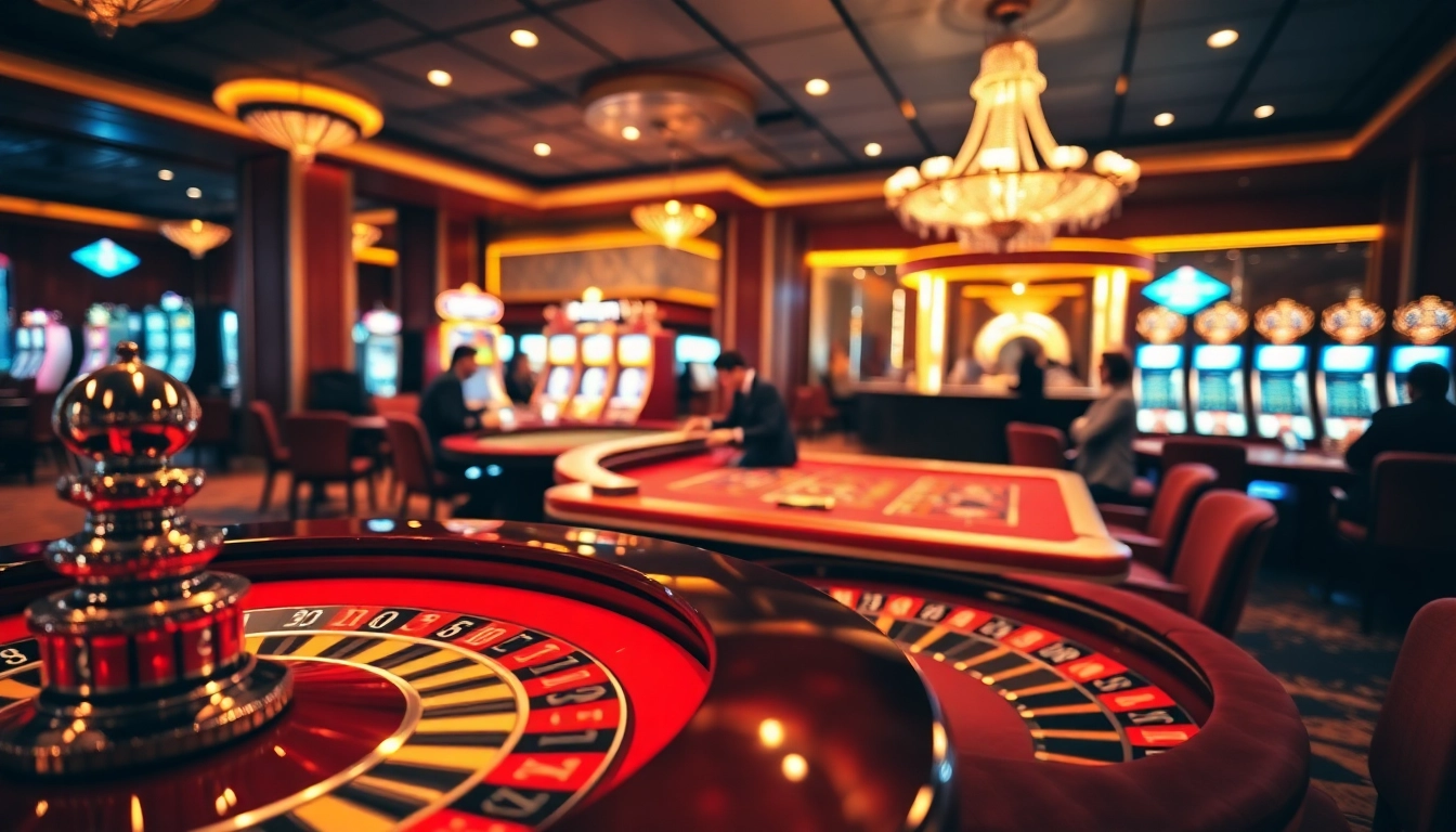 Experience thrilling moments at 8win casino with sleek gaming tables and vibrant atmosphere.