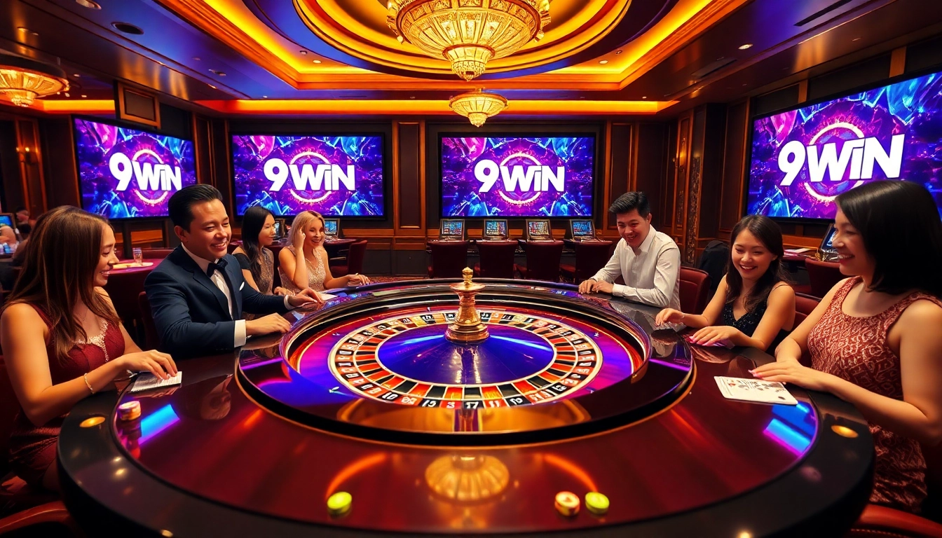 Players enjoying an exciting game at 9WIN's luxurious casino table.