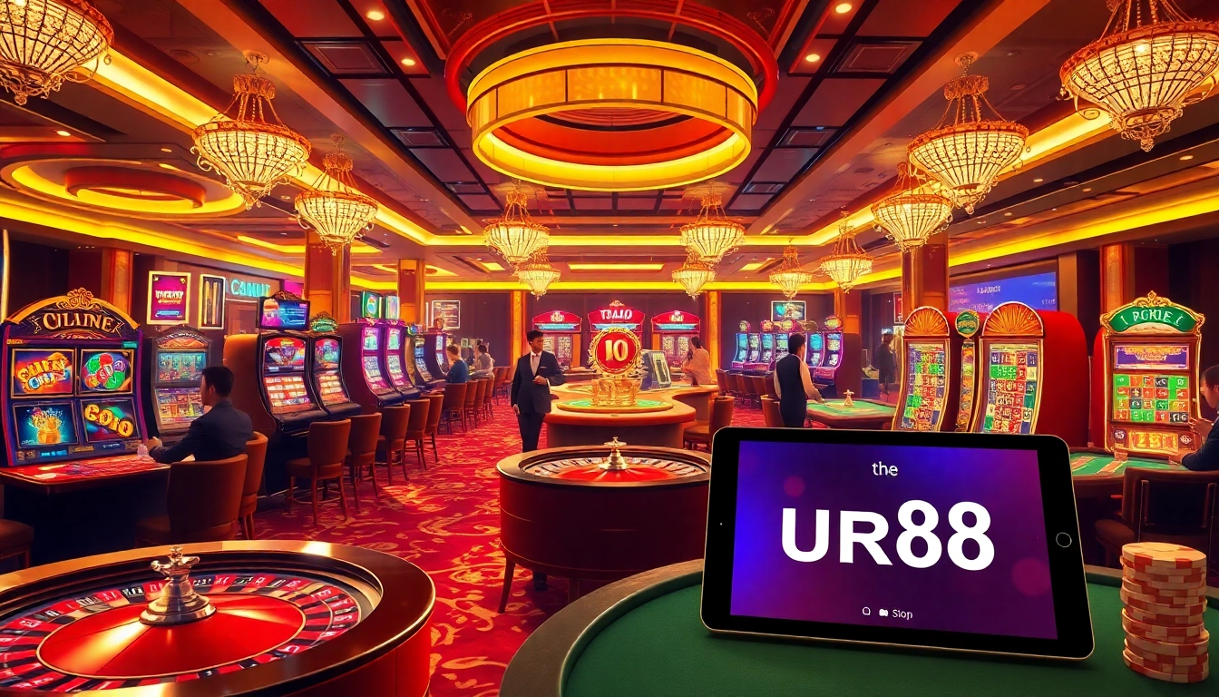 Players engaging in thrilling games at a luxurious casino while exploring the online platform https://urr88.com/.