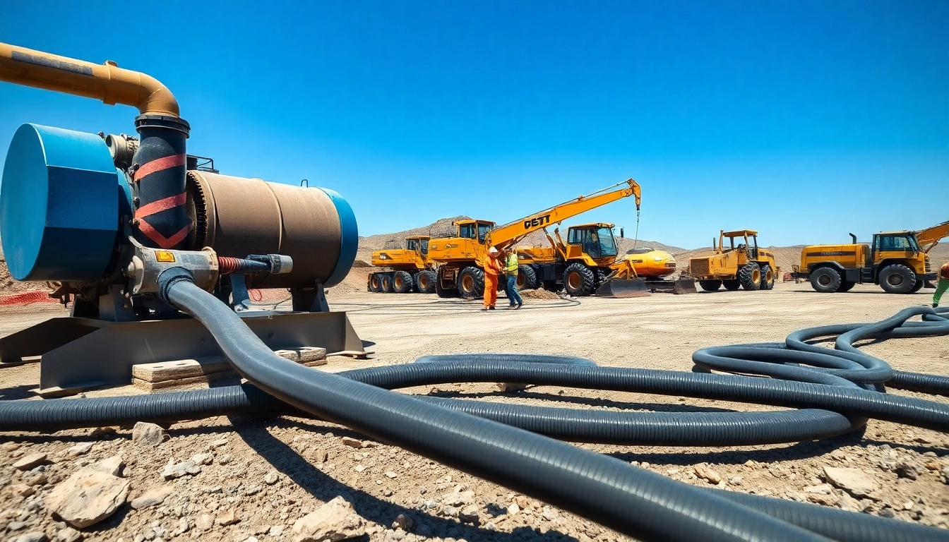 Providing industrial water transfer services with advanced pump equipment at a construction site.