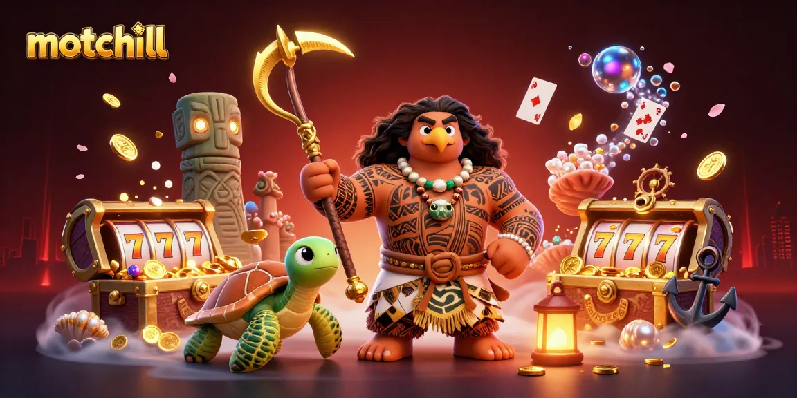 Spin the reels with motchill's exciting casino adventure, showcasing vibrant characters and casino elements.