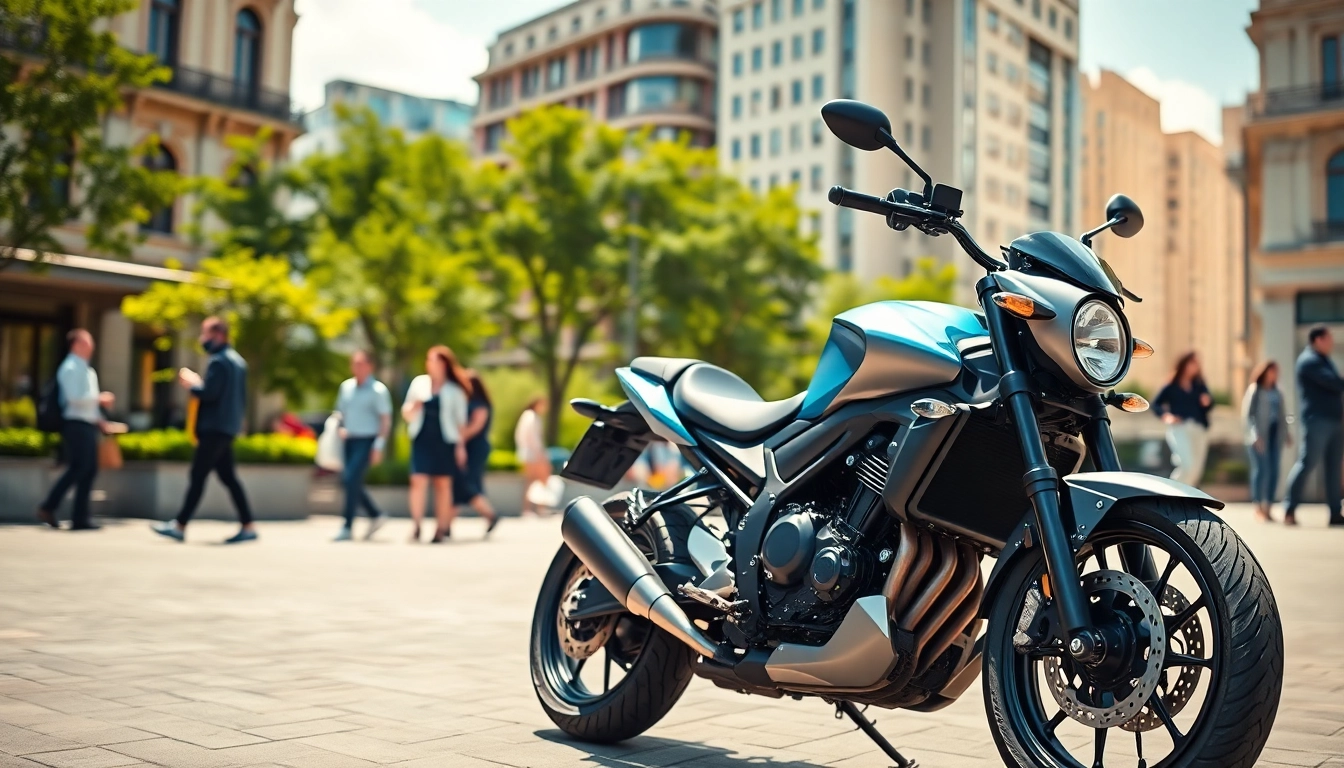 Motorrad leasing im Fokus: modernes Motorrad in urbaner Umgebung, perfektes Angebot für Biker.
