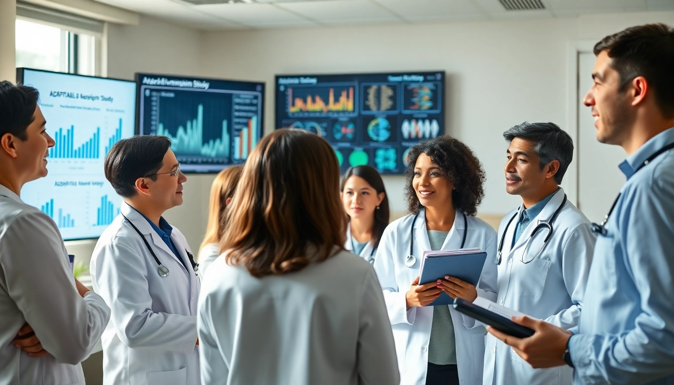 Engaging researchers collaborating on insights from the ADAPTABLE Aspirin Study in a professional setting.