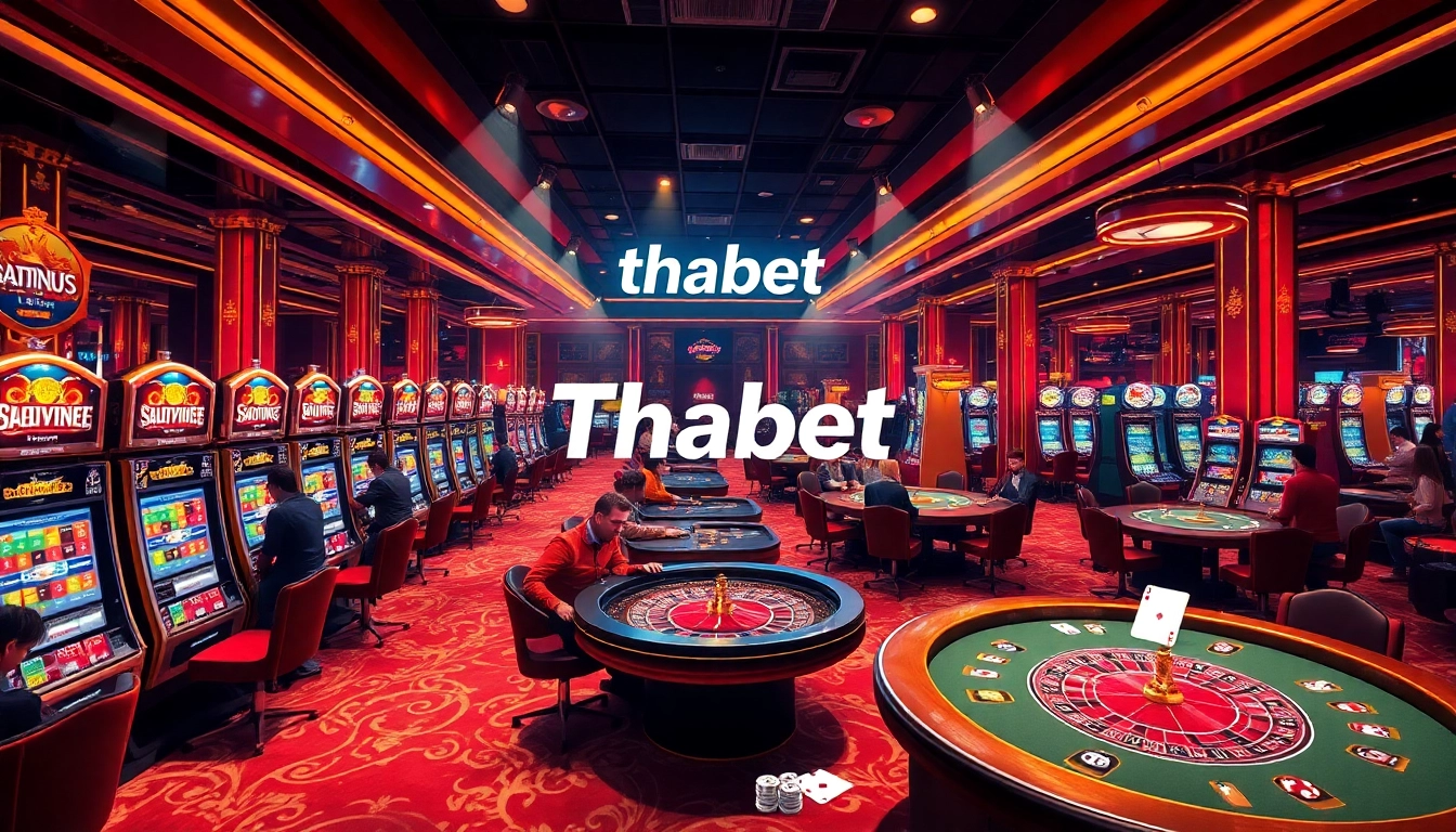 Experience exhilarating gameplay at Thabet casino with vibrant tables and slot machines.