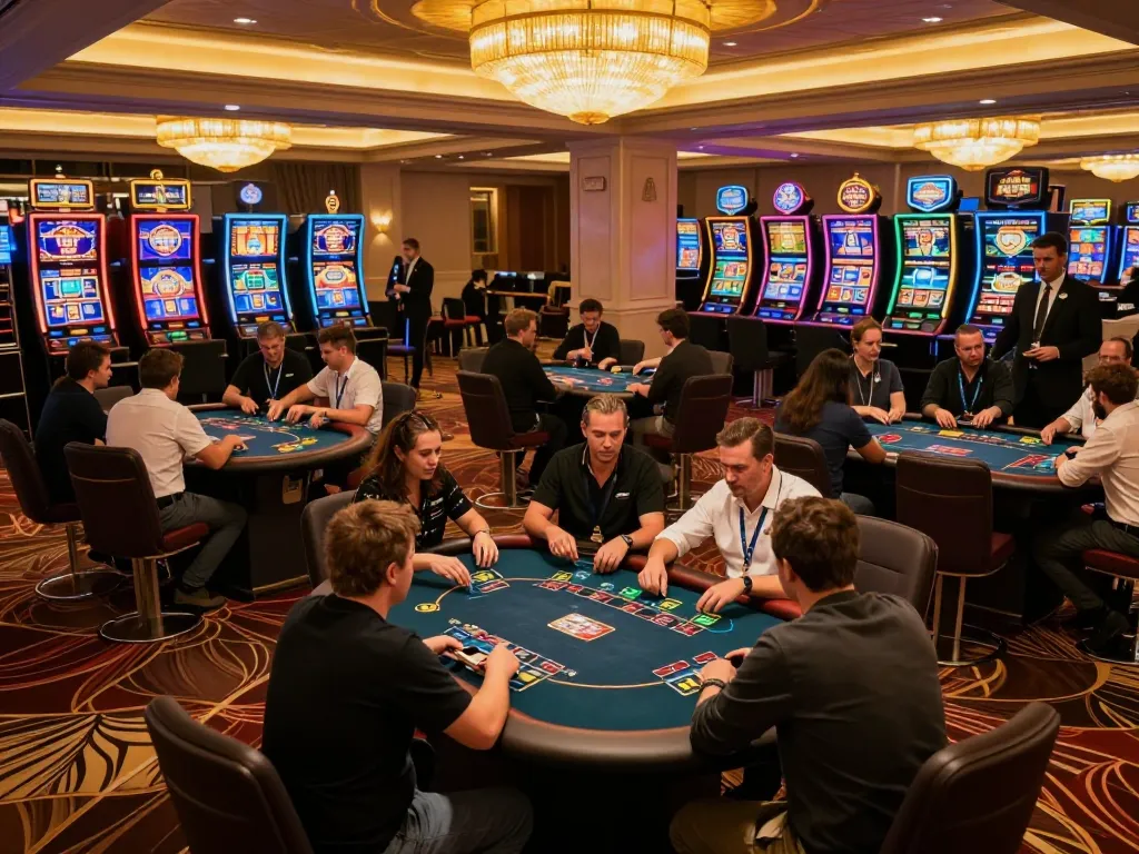 uu88 players enjoying their time at a vibrant casino table, engaging in dynamic gameplay amidst luxury.