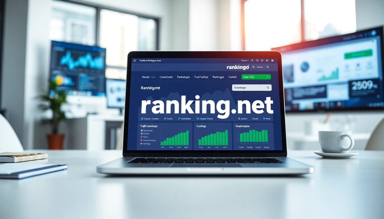 Strona główna rankingo.net wyświetlająca dane analityczne w nowoczesnym biurze.