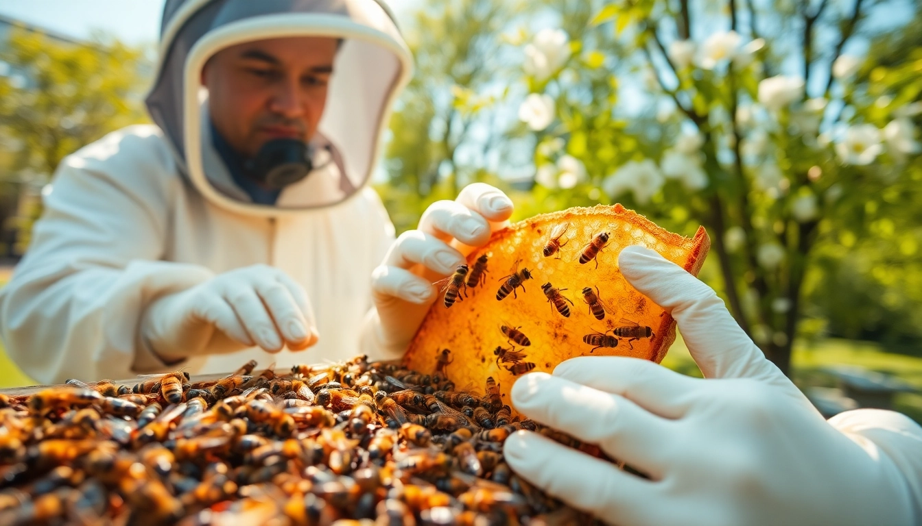 Experience efficient live bee removal as a beekeeper safely extracts bees from their hive.