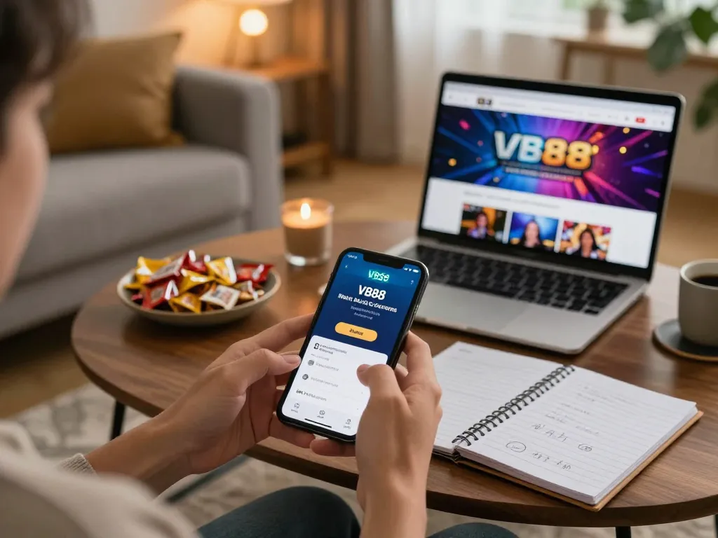 TẢI VB88 to enjoy mobile gaming in a cozy home setting, featuring dynamic betting interface.