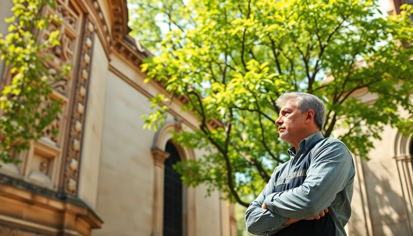 Highlighting heritage preservation and heavy-duty waterproofing, an expert examines a historical building.