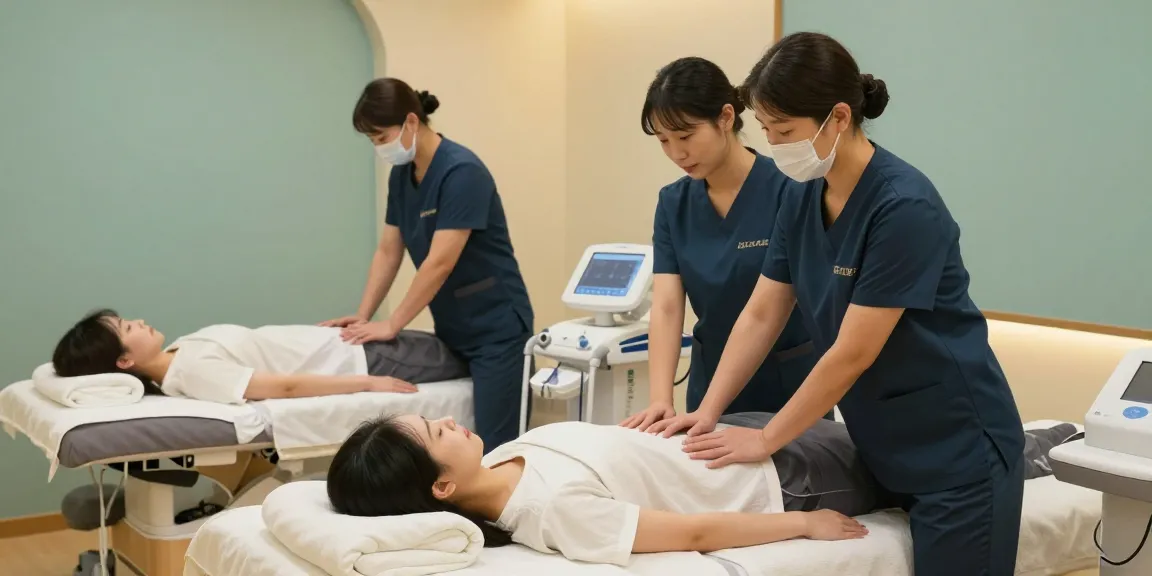 전문적인 의료 서비스와 함께 제공되는 서울출장마사지, 환자를 위한 건강 클리닉의 따뜻한 환경을 보여주고 있습니다.