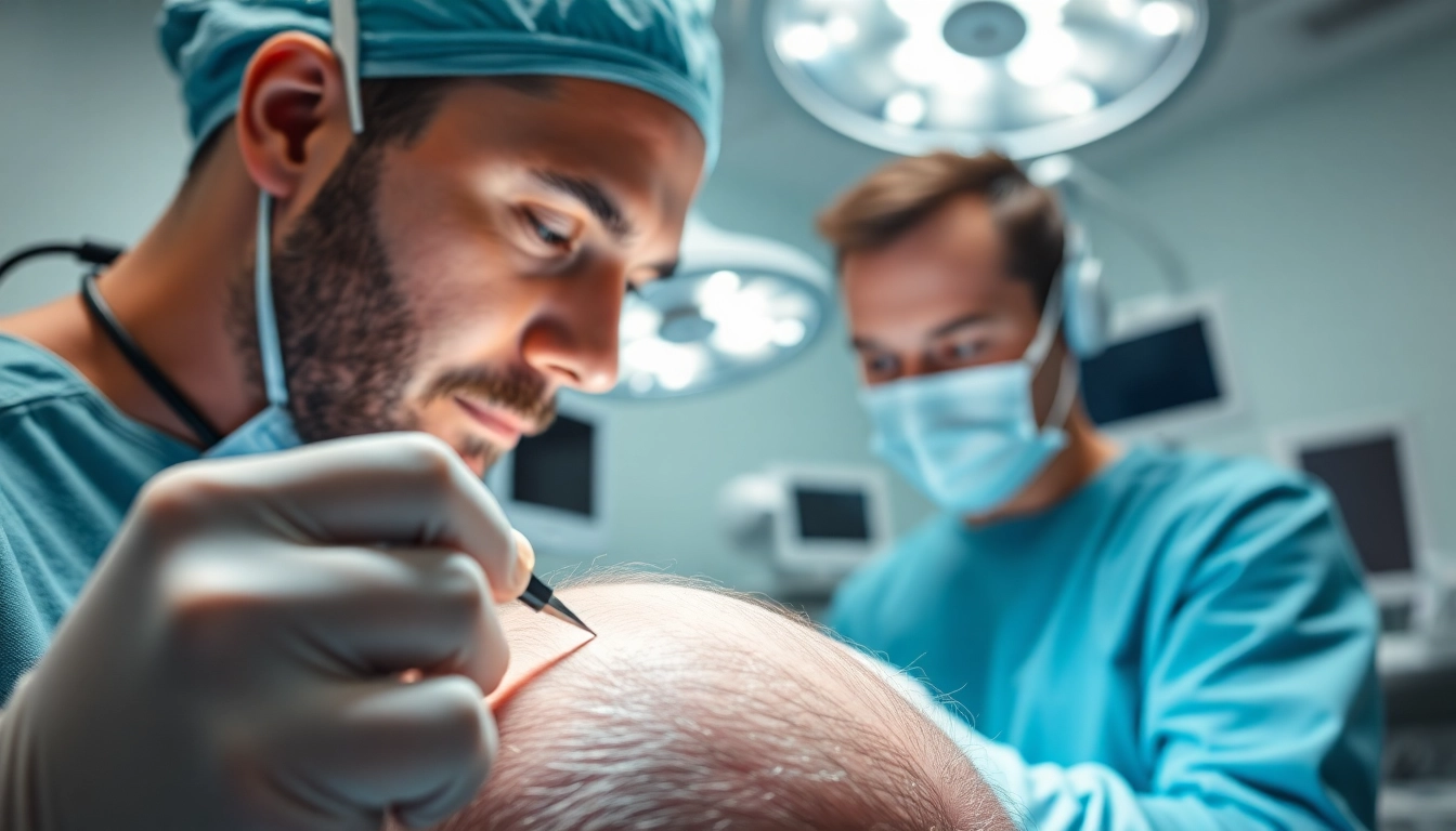 Patient undergoing hair transplant london procedure in a modern clinic with professional medical staff.