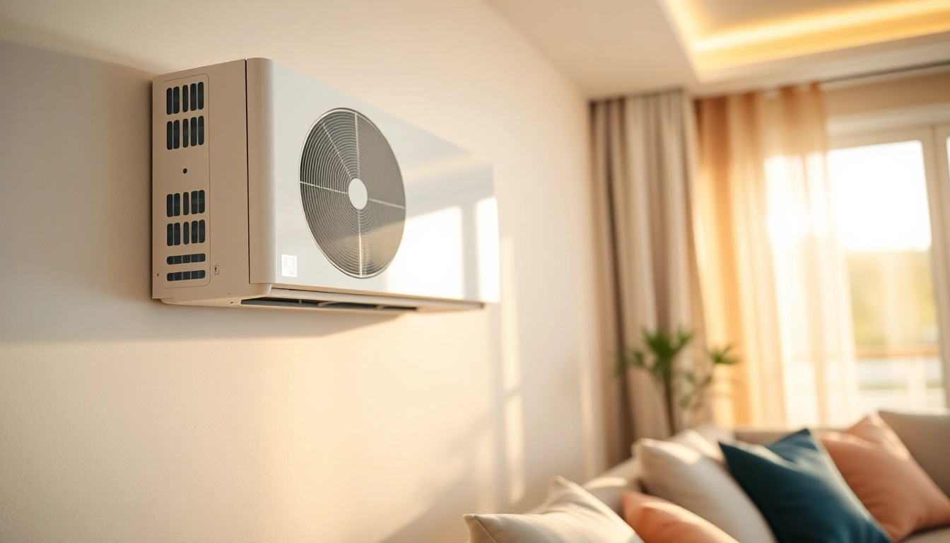 Optimizing comfort with a mini split ac in a stylish living room, showcasing its sleek design and energy efficiency.