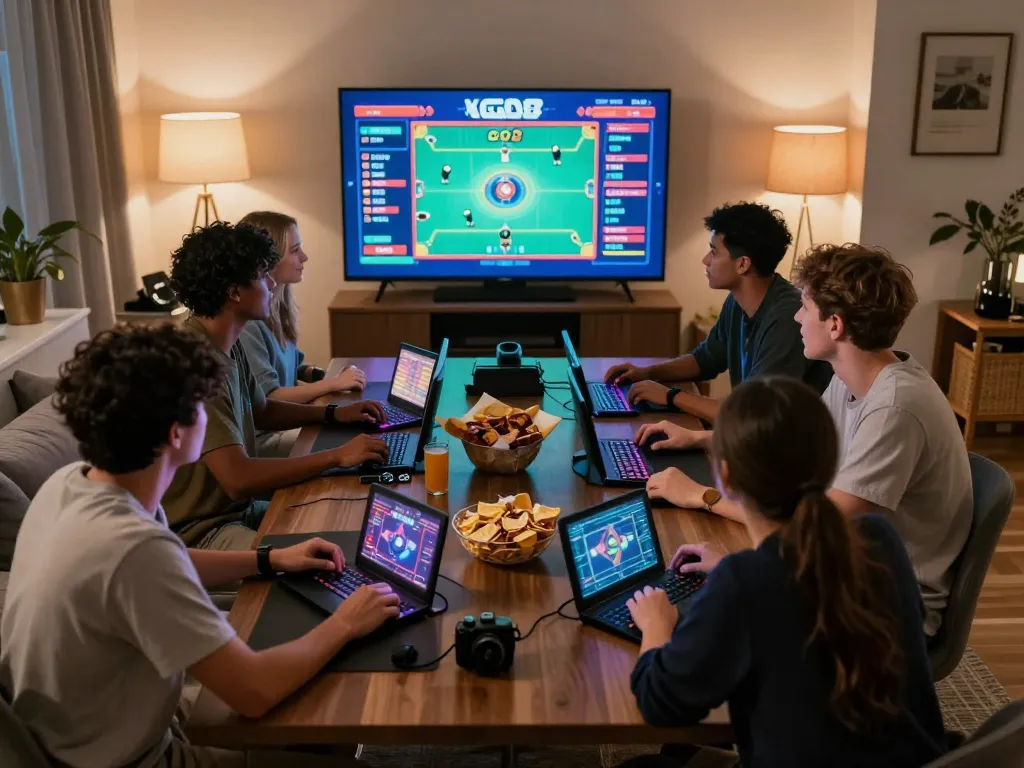 Exciting GO8 TRANG CHỦ online betting scene with friends enjoying gaming night.