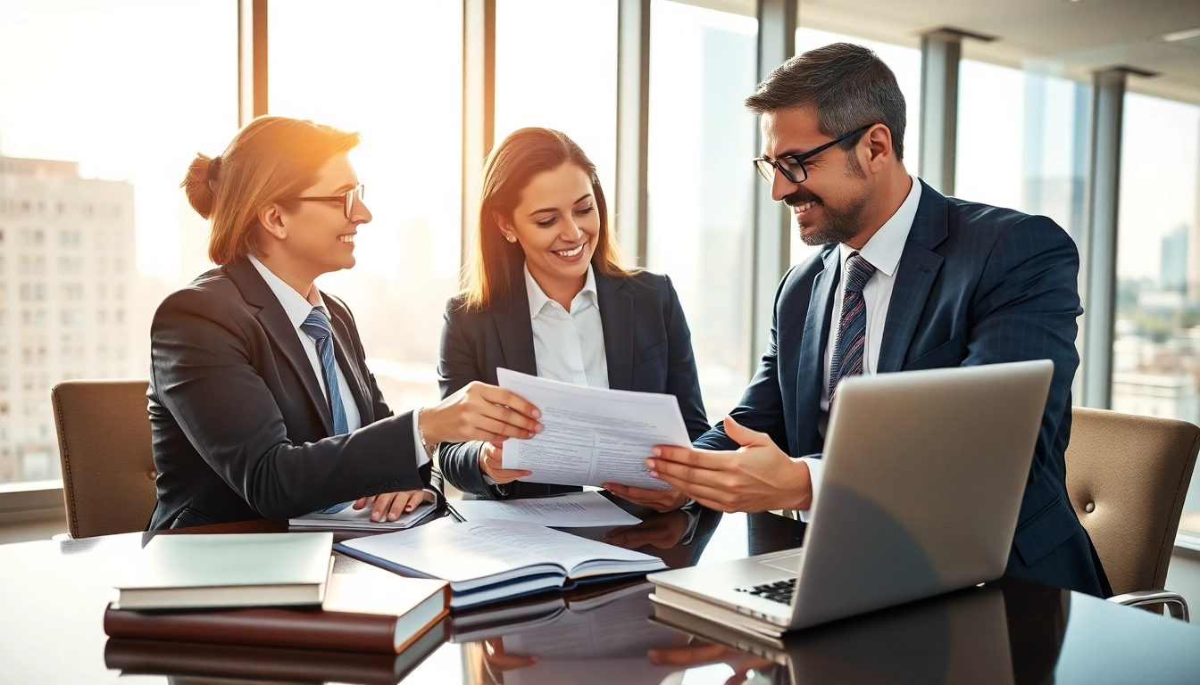 Atlanta Injury Lawyers consulting with a client in a modern office space, highlighting professionalism.