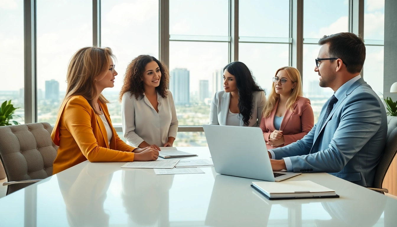 Consultation scene at https://www.tnlmiami.com showcasing a Miami attorney assisting clients in a modern office setting.