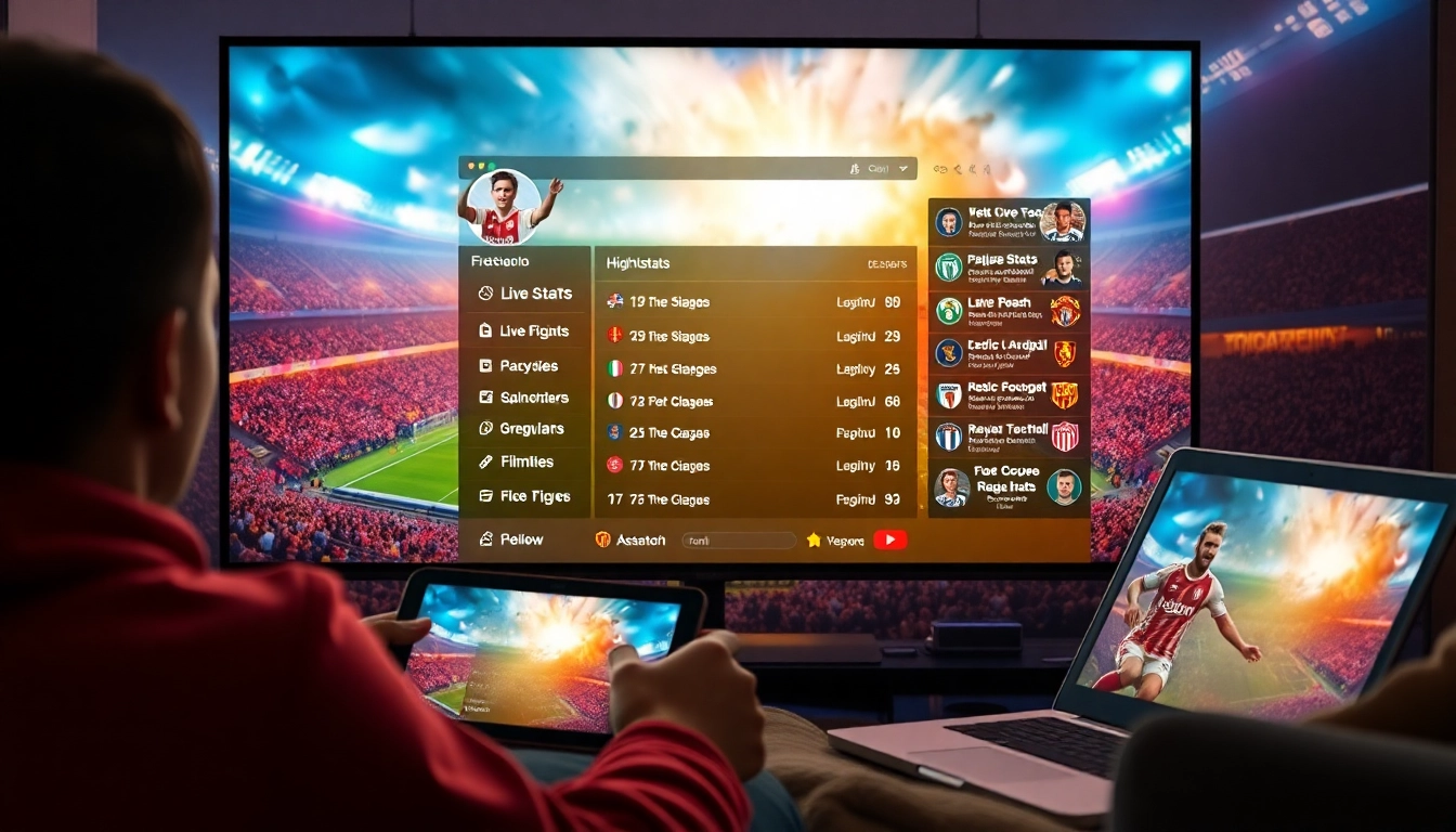 Menyaksikan bolakami di layar dengan statistik pemain yang menarik dan suasana stadion yang ramai.