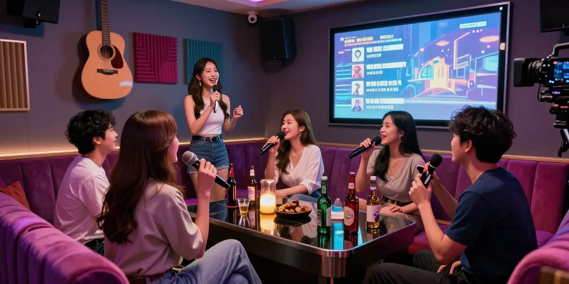 인천쓰리노에서 즐거운 노래와 술자리를 즐기는 모습