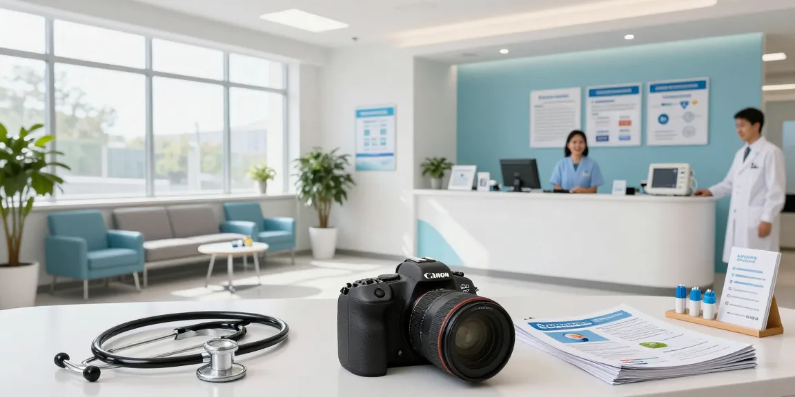 Health insurance for 1099 contractors in a welcoming medical clinic, showcasing patient care and health services.
