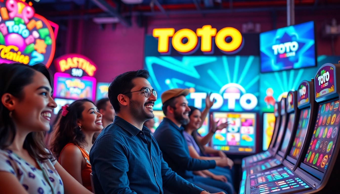 Menggambarkan petani toto saat bermain game slot sedang merayakan kemenangan di lingkungan online yang cerah.