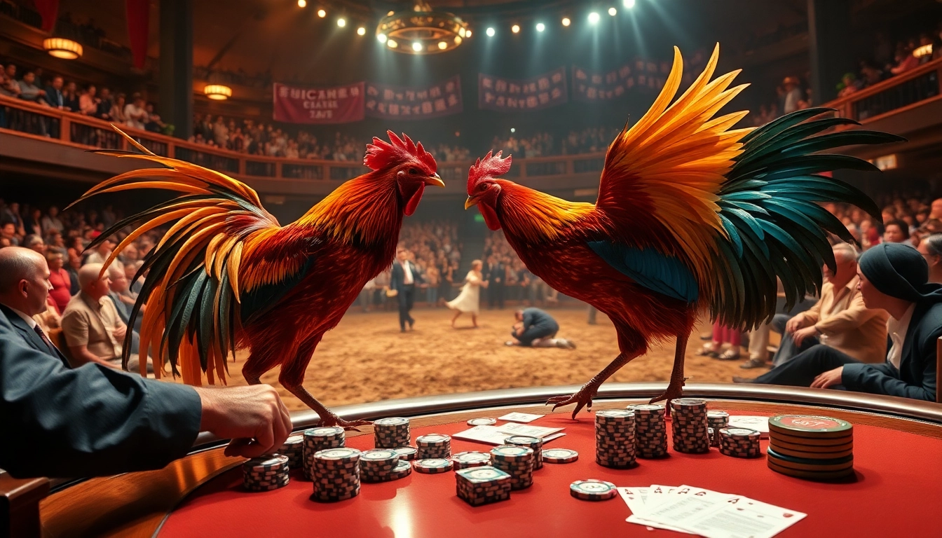 Witness the exhilarating action of đá gà trực tiếp thomo with expert roosters battling in a vibrant, luxurious arena.
