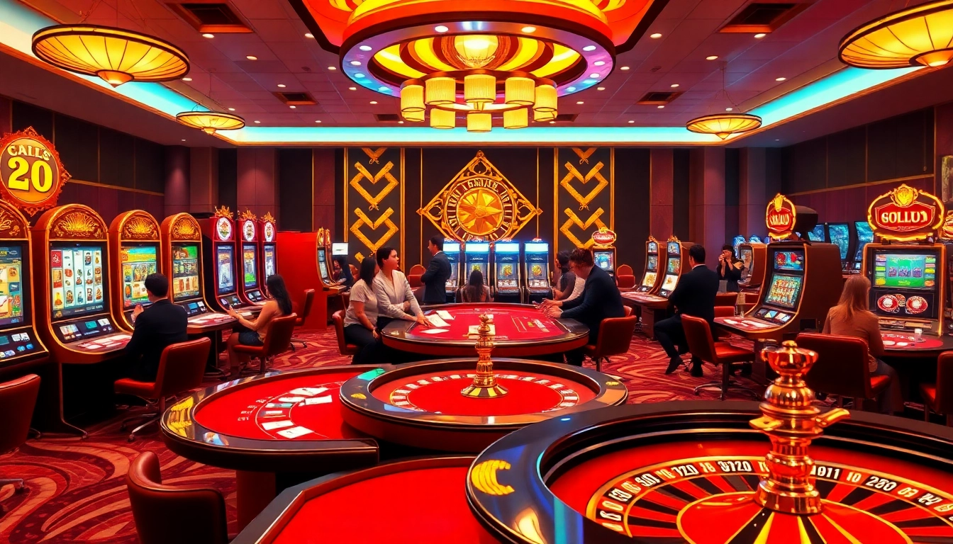 Engage in exciting online gambling at https://new88.gold/ featuring vibrant casino tables and slot machines.
