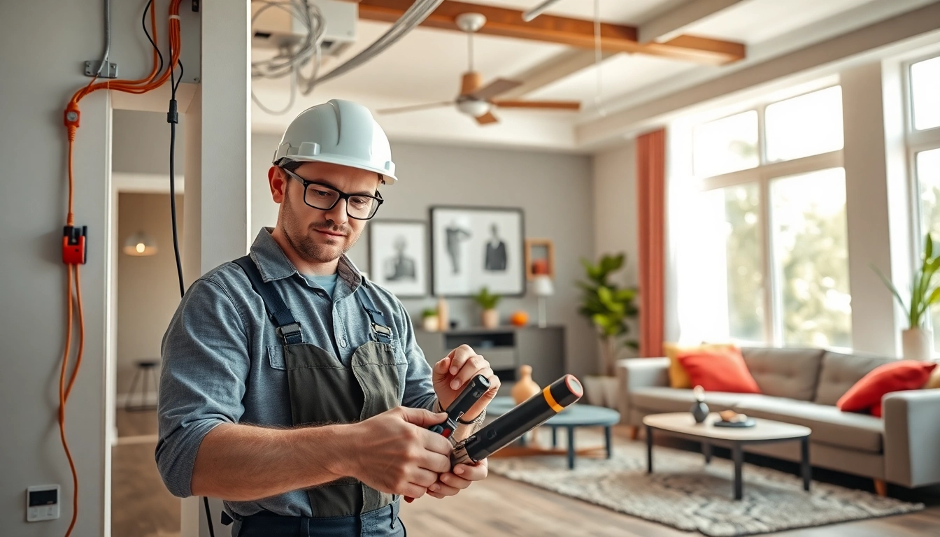 Residential electrician Burnaby working on electrical installations in a stylish home.