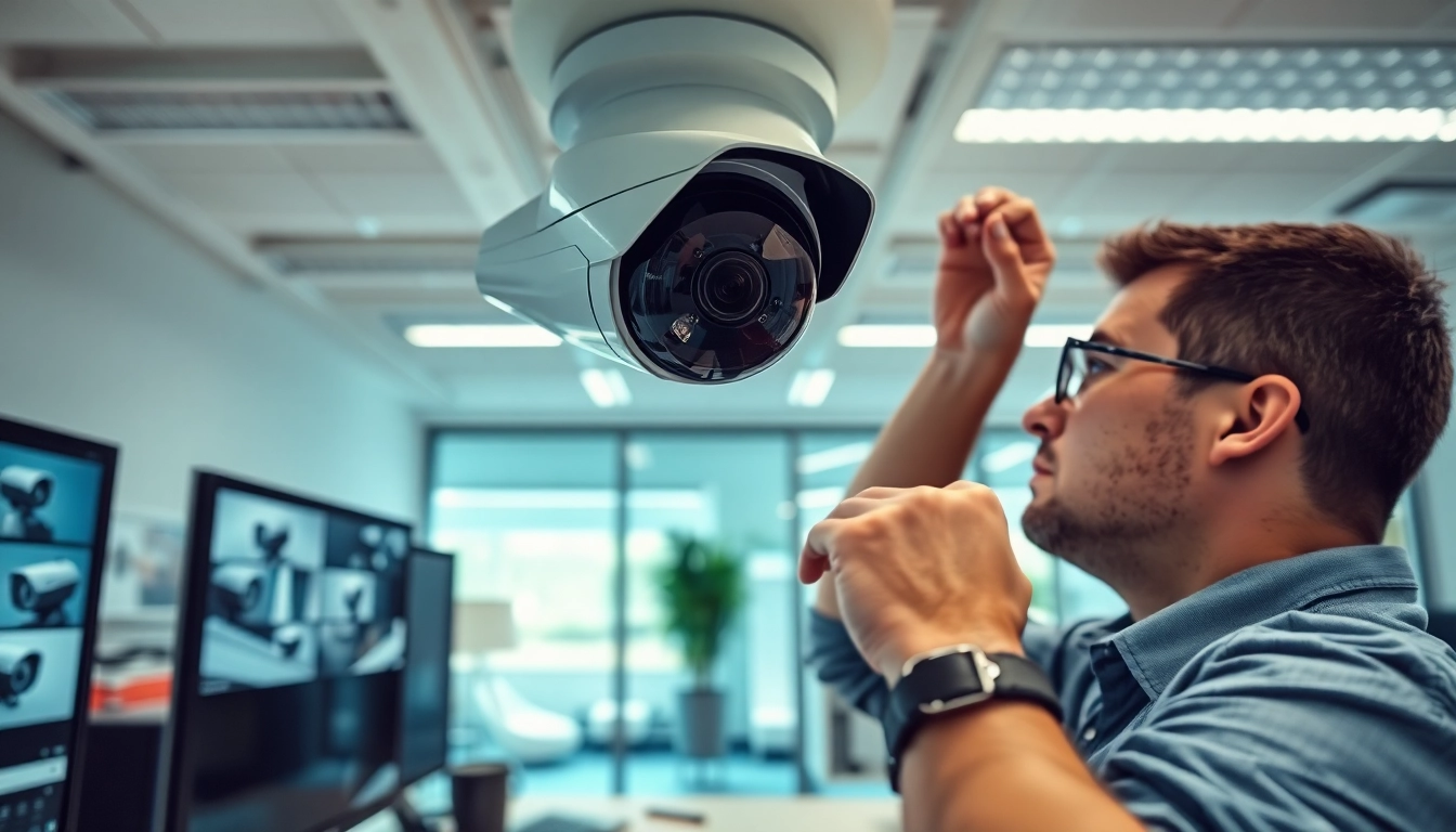 CCTV installer in Little Rock, AR expertly ensuring secure camera installation.