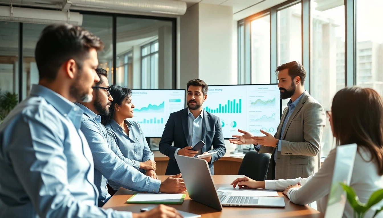 Team brainstorming demand planning strategies in a bright modern office environment.