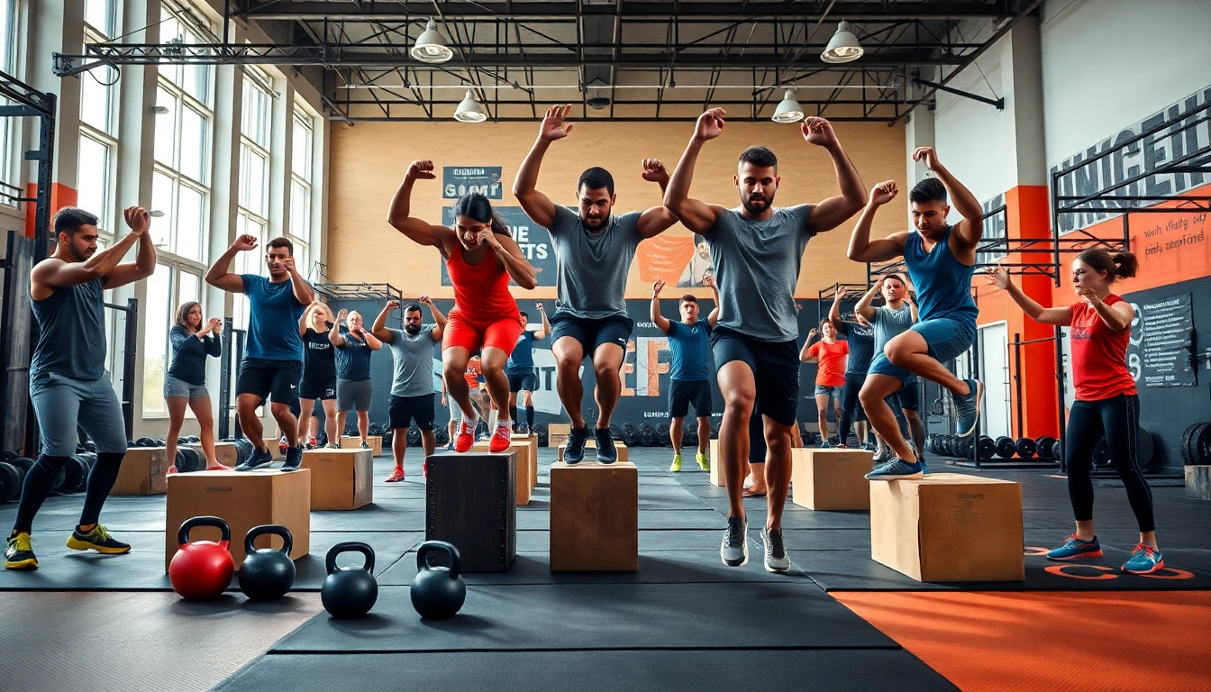 Cage crossfit training session with diverse athletes pushing their limits in a gym.