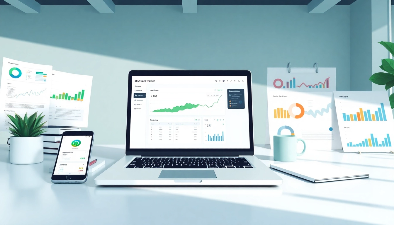 Analyze data with an SEO Rank Tracker interface showcasing analytics and metrics.