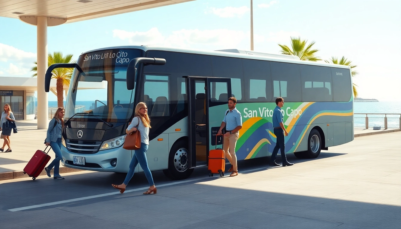 Servizio navetta San Vito all'Aeroporto di Palermo con viaggiatori e bagagli.