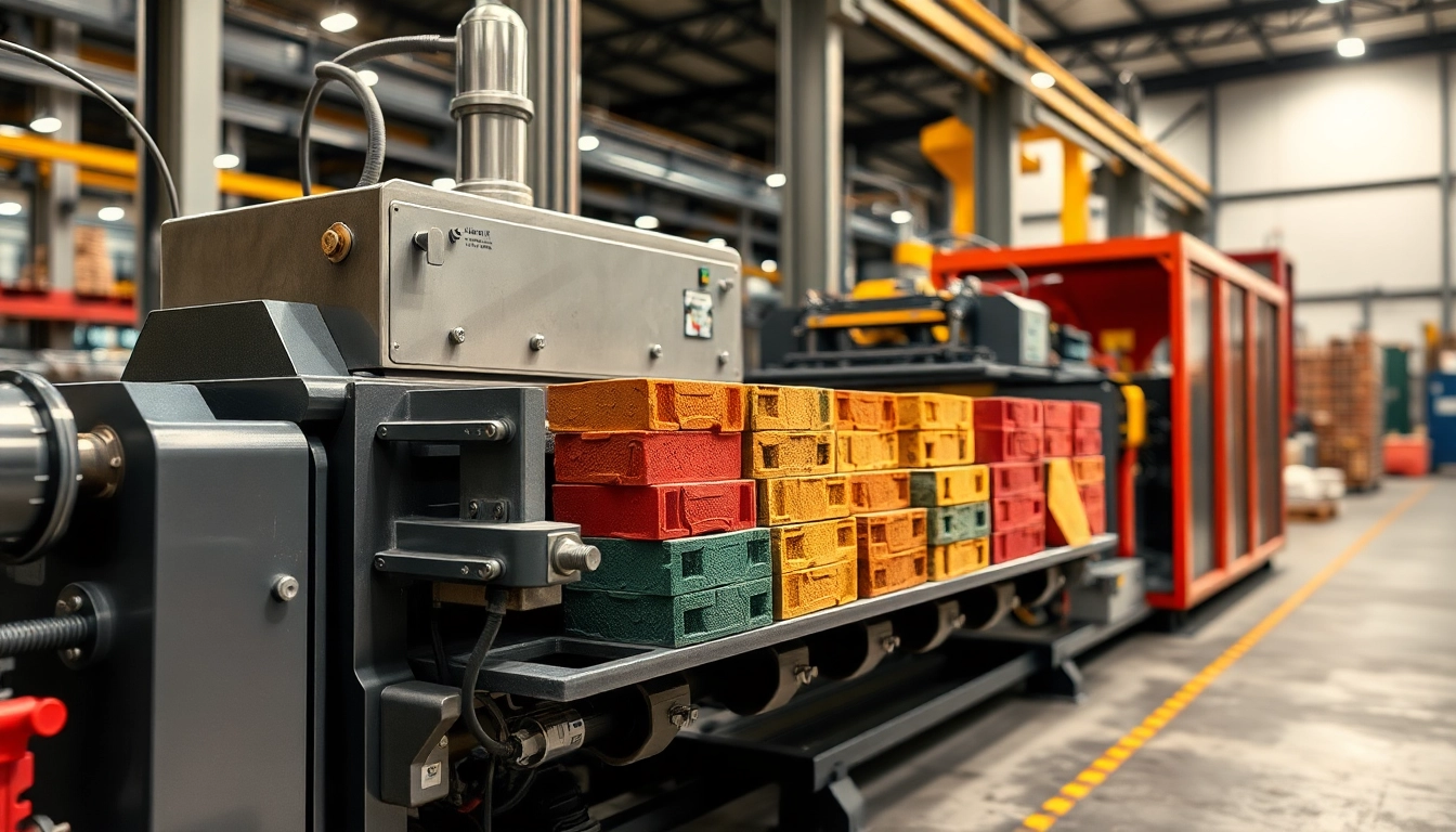 Paver Block Making Machine shaping vibrant paver blocks in a modern industrial environment.